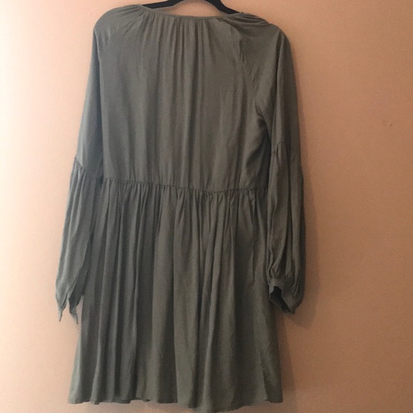 Olive Green, Long Sleeve Dress - Picture 2 of 2